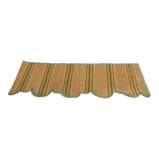 Antique Orange and Green Silk Stripes Window Valance For Sale