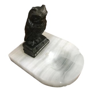 Vintage Carved Onyx and Iron Lawyer's Ashtray For Sale