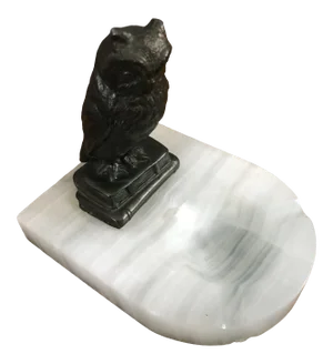 Vintage Carved Onyx and Iron Lawyer's Ashtray