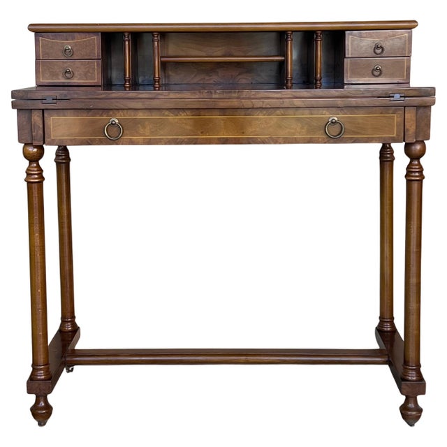 Early 20th Century French Walnut Venner Desk, 1940s For Sale - Image 15 of 18