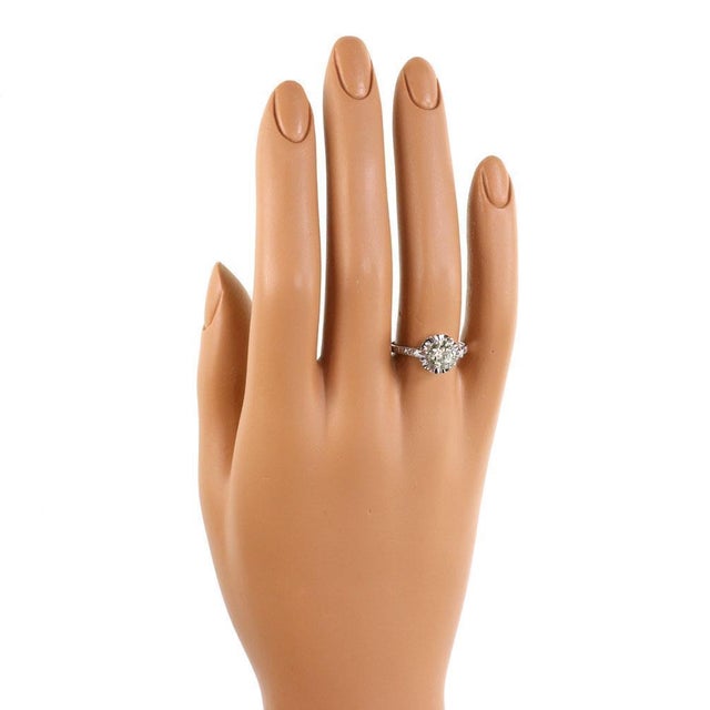 Art Deco 1.49ct European Cut Solitaire Accent Diamond Platinum Ring For Sale - Image 4 of 4