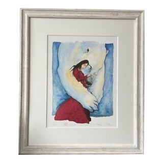 The Hug: Woman & Bear in Winterscape (Signed/Numbered, Limited Edition Print) by Jackie Morris For Sale