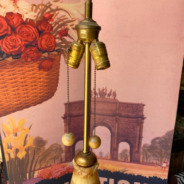 Stone 1970s Large Hand Carved Marble Lamp For Sale - Image 7 of 11