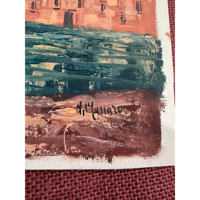 Art Deco N.Manolla Oil Painting 1950s Loose Signed From Italy For Sale - Image 3 of 5
