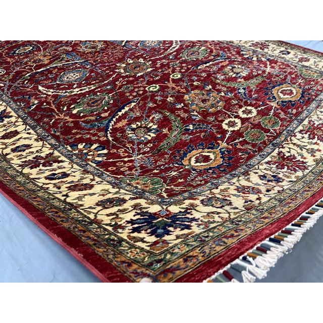 Red Red Bijar Persian Design Wool Rug With Floral Border, 8'2" X 10'10" For Sale - Image 8 of 13
