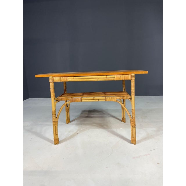 A charming rattan seating set in the Art Deco style, produced in Central Europe around the late 1930s to early 1940s. This...