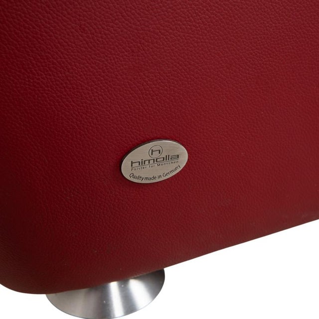 Trapezoidal 3-Seater Sofa in Red Leather with Storage Shelf in Oak from Himolla For Sale - Image 14 of 18