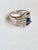 Blue Set in Platinum 900, 1.59 Carats Blue Sapphire & Diamonds Engagement Ring, Size 6 For Sale - Image 8 of 9