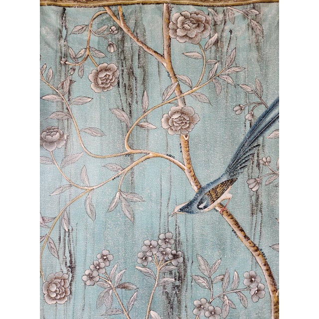 Blue Early 21st Century Painted Wall Panels of Birds With Tassels- a Pair For Sale - Image 8 of 12