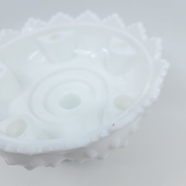 Vintage Fenton Milk Glass Hobnail Pedestal Candle Holder For Sale - Image 10 of 12