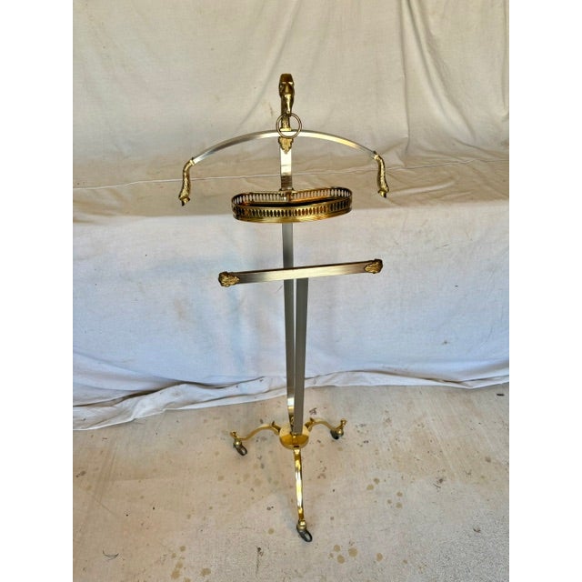 Mid 20th Century Italian Maison Jansen Style Mixed Metal Ram's Head Gentleman's Valet Stand For Sale - Image 13 of 14
