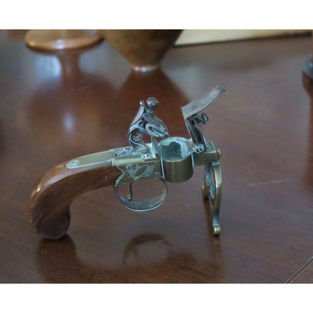 Antique George III Brass, Iron and Mahogany Flintlock Tinder Pistol For Sale - Image 13 of 18