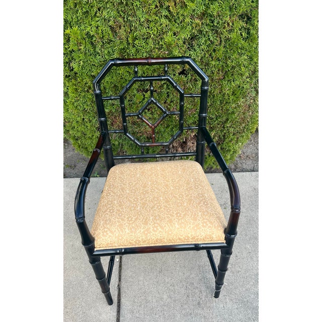 Brown Vintage Style Faux Bamboo Side Chair For Sale - Image 8 of 10