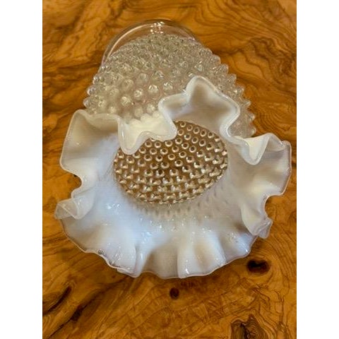 VINTAGE FENTON Art Glass 6" Tall Opalescent Hobnail vase Ruffled top circa 1960’s Exquisite Fenton Vintage Opalescent...