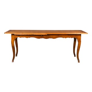 19th Century French Fruitwood Dining Table with Bread Board and Cabriole Legs For Sale