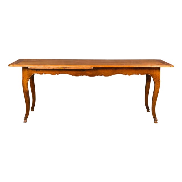 19th Century French Fruitwood Dining Table with Bread Board and Cabriole Legs For Sale