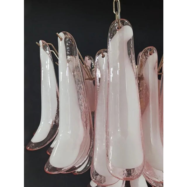 Italian Petals Chandelier in Pink and White Murano For Sale - Image 10 of 15
