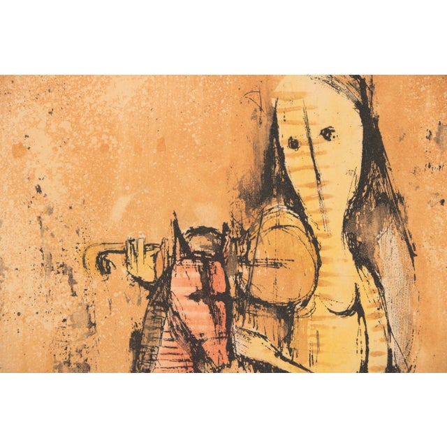 Framed in wood behind glass, this 1972 print is artist signed, dated '72, and titled "Poem of the Wooden Horse" in...