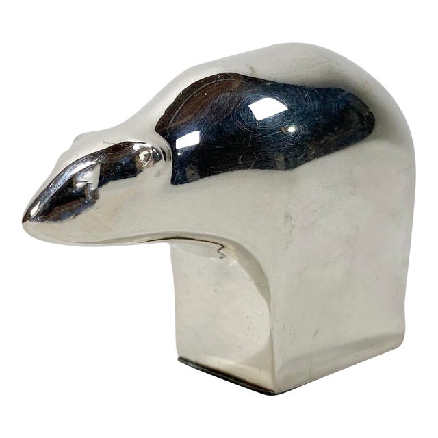 Vintage Dansk Silver Plate Polar Bear Paper Weight For Sale