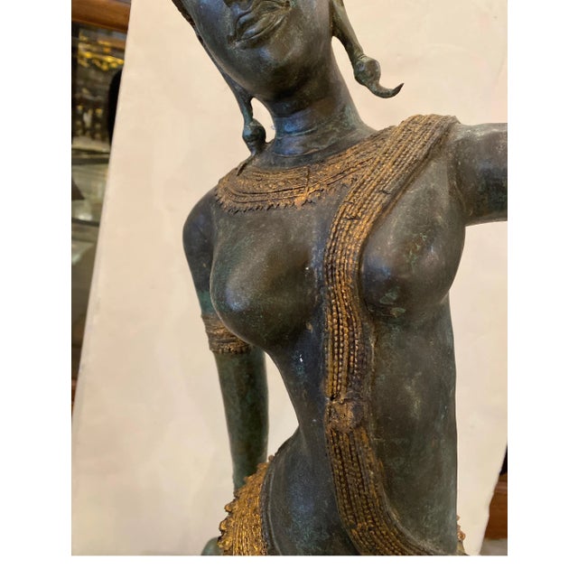 Metal Early 20th Century Thai Bronze Dancer Sculpture For Sale - Image 7 of 13