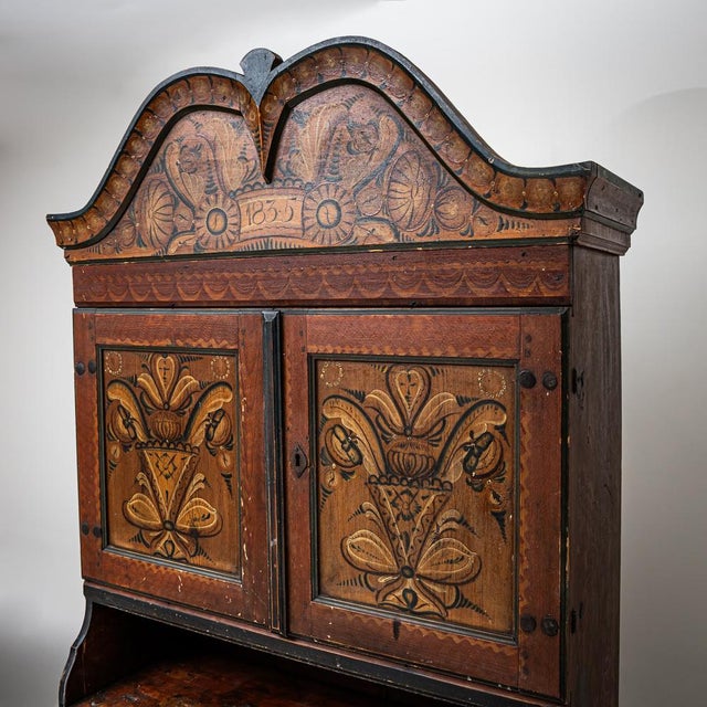 Hand-Painted Folk Armoire, Sweden, 1835 For Sale - Image 6 of 8