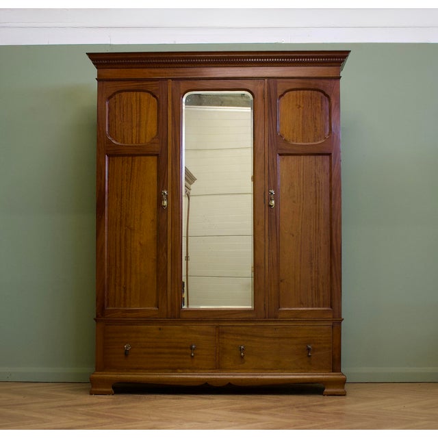 Antique Edwardian Walnut Wardrobe, 1900s For Sale - Image 13 of 13