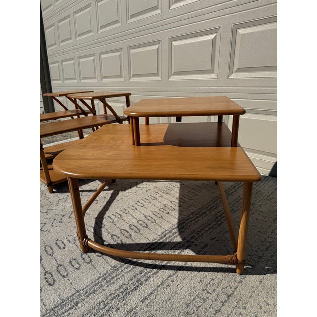 Heywood Wakefield Ashcraft Line Three Tier Step Tables and Two Tiered Corner Table For Sale - Image 11 of 16