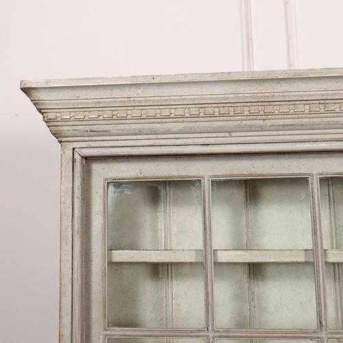 Good 19th Century English painted kitchen dresser with sliding top and bottom doors. 1840 Upper shelf depth - 6.5"...