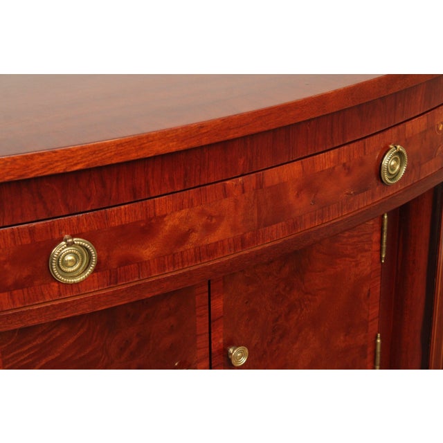 Brown Hepplewhite Style Banded Mahogany Demilune Sideboard For Sale - Image 8 of 18