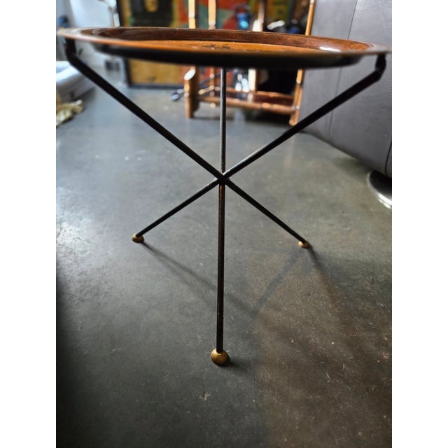 1960s Vintage Mid Century Italian Tole Neoclassical Folding Table For Sale - Image 4 of 10