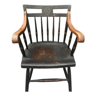 Vintage Nichols & Stone Ebonized Maple Harvard University Windsor Captain's Chair For Sale