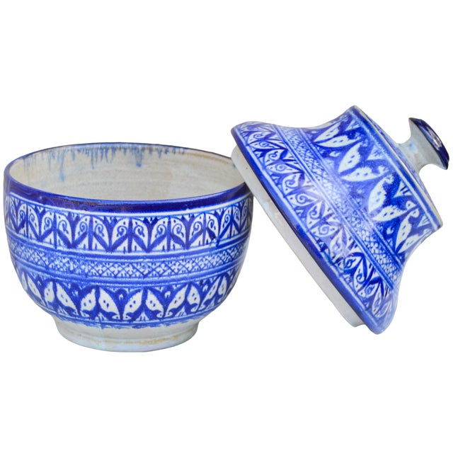 Early 20th Century Handcrafted Blue Moorish-Patterned Ceramic Art Vase For Sale - Image 10 of 13
