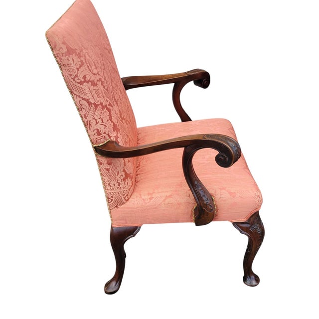 19th Century Pair of 19th C Walnut Queen Anne Armchairs Original Finish Scalamandra Fabric For Sale - Image 5 of 18