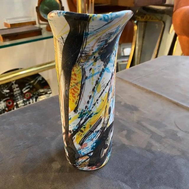 Ceramic 1980s Modernist Hand-Painted Ceramic Jug Vase by M Carbone Per Ceramica Castelli For Sale - Image 7 of 13