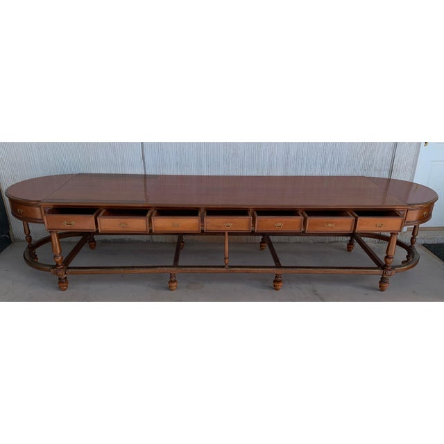 12 Foot Oval Center Table with Drawers in Both Sides, 20th Century For Sale - Image 10 of 18