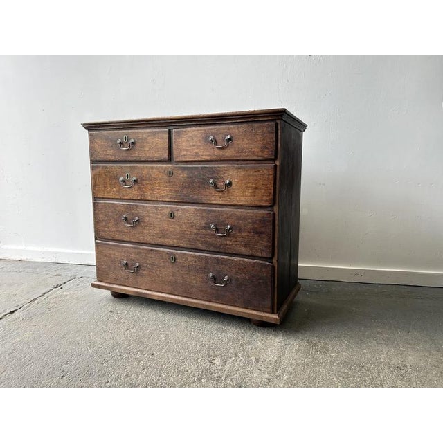 Antique Georgian Oak Chest of Drawers with Swan Neck Handles, 1760s For Sale - Image 10 of 10