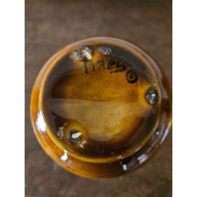 Mid 20th Century Haeger Yellow and Brown Glazed Bud Vase For Sale - Image 12 of 13