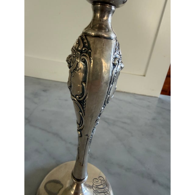 Art Nouveau Art Nouveau Sterling Candle Holders Pair For Sale - Image 3 of 14