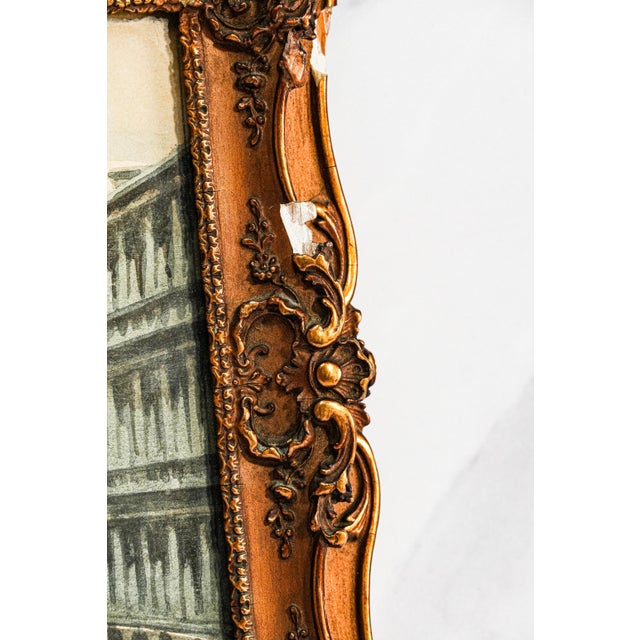 Lovely Venetian Scene Watercolor Antique Painting St. Marks Basilica Square Venice Italy Ornate Frame Art European Grand Tour Wall Decor For Sale - Image 10 of 13