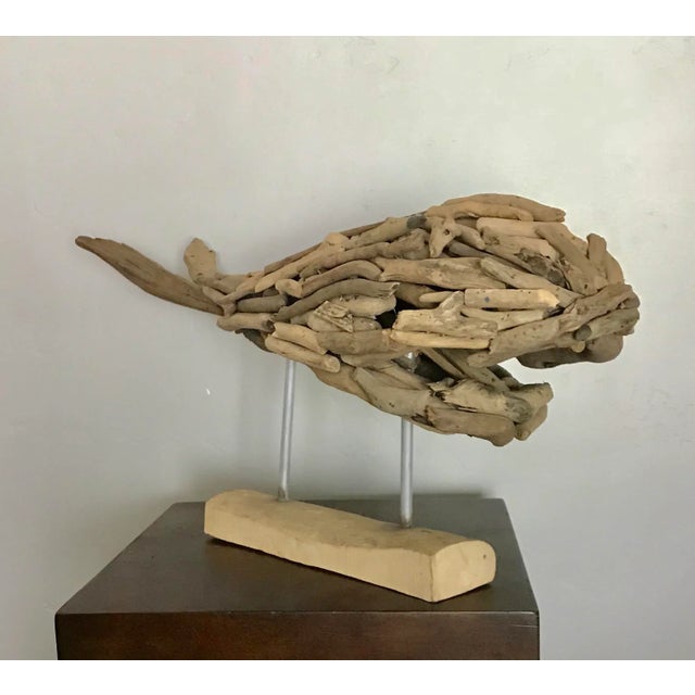 Wood Large Natural Driftwood Organic Whale Sculpture on Stand For Sale - Image 7 of 7