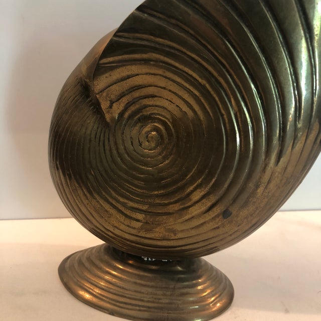 1970s 1970s Brass Conch Shell Footed Planter For Sale - Image 5 of 9