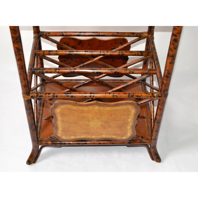 20th Century Maitland-Smith Faux Tortoise Bamboo Brass Pull Stand Magazine Racks For Sale - Image 12 of 13
