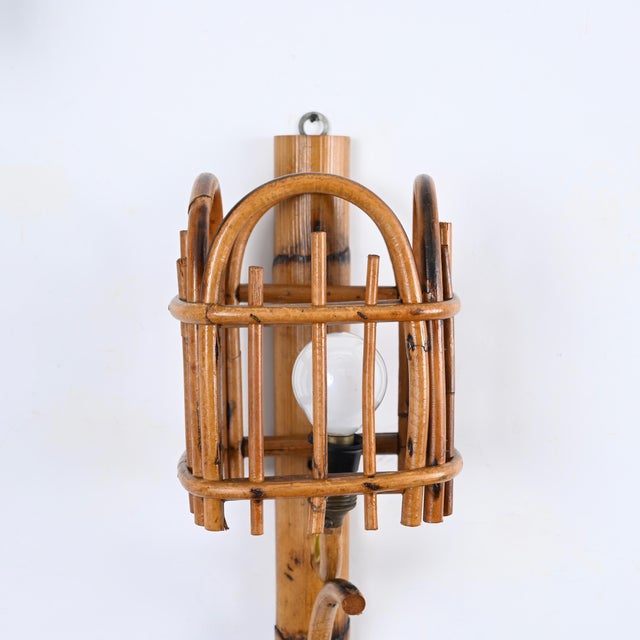 Mid-Century Rattan Lantern Sconces by Louis Sognot, 1960s, Set of 2 For Sale - Image 9 of 13