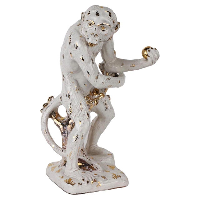 Enamelled Terracotta Monkey Figurine For Sale - Image 11 of 11