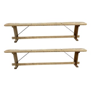 Vintage Beech Benches, 1930s, Set of 2 For Sale