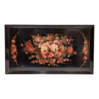 Tray with Flowers Roses and Peonies, Napoleon Iii, S. Xix France For Sale