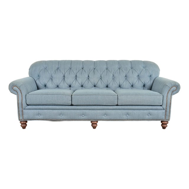 Smith Brothers Traditional Roll Arm Tufted Sofa For Sale
