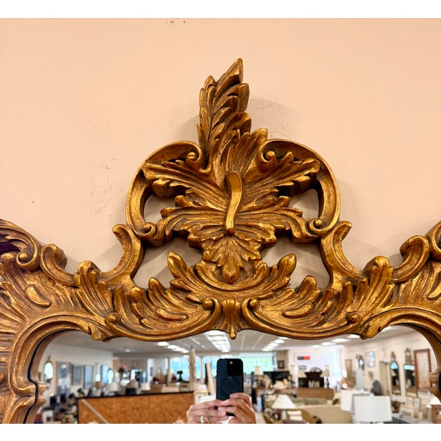 Large Italian Rococo Giltwood Wall Mirror With Carved Foliate Frame For Sale In New York - Image 6 of 6