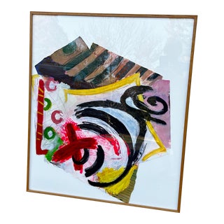 1980’s Original Abstract Bold Vibrant Framed Painting For Sale