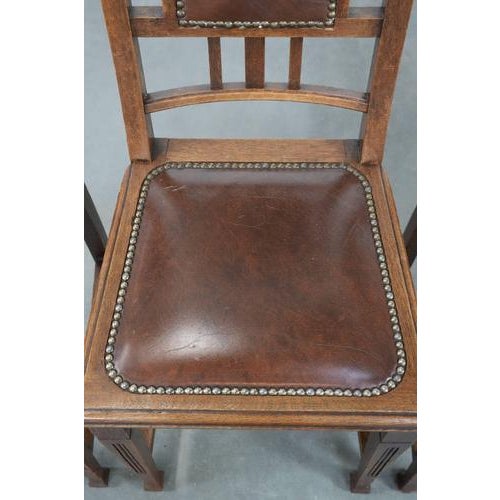 Animal Skin Art Nouveau Style Dining Chairs in Oak with Cowhide Leather, Set of 4 For Sale - Image 7 of 18